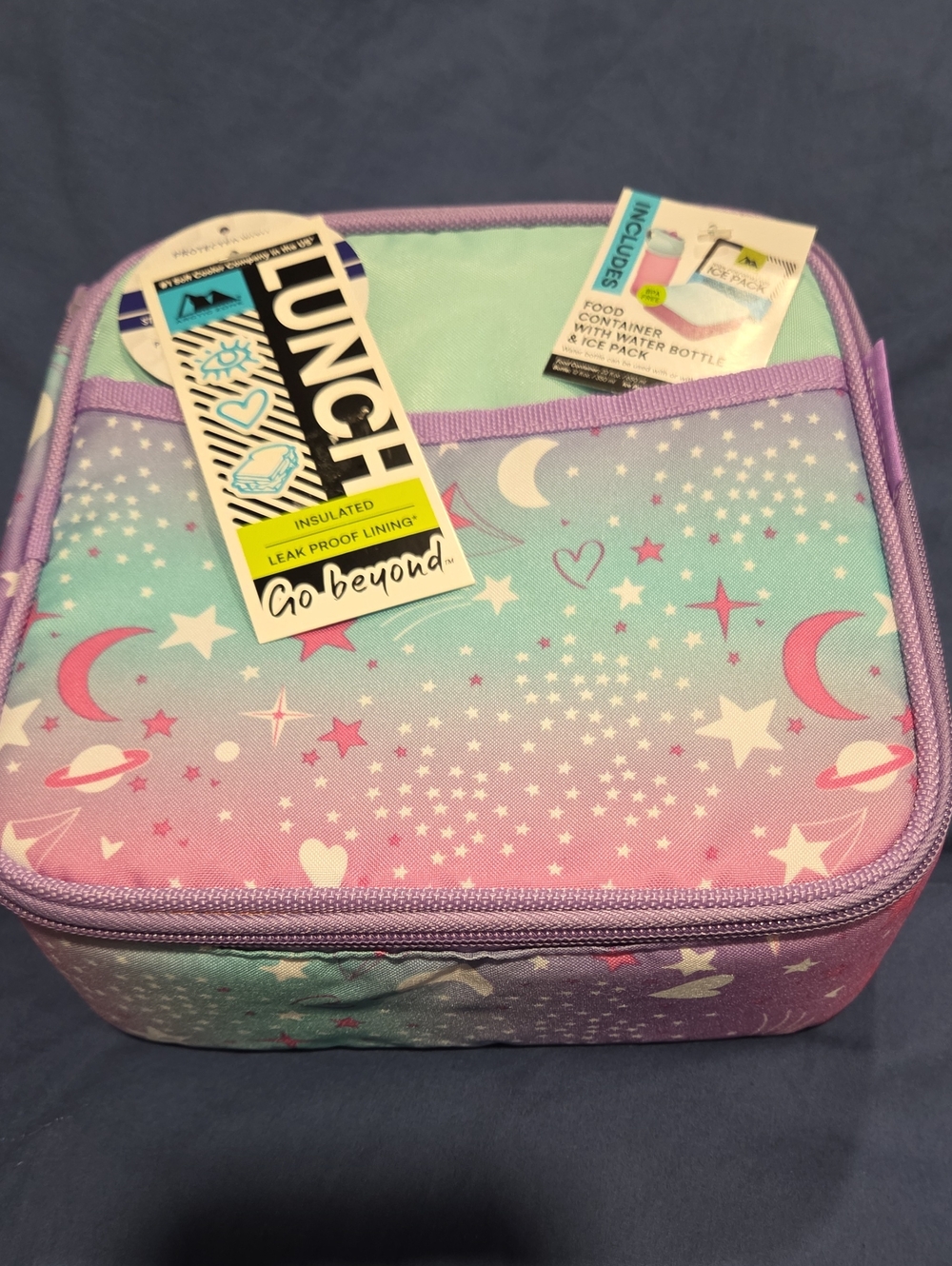 Insulated Pastel Galaxy Lunch Box - Purple & Mint